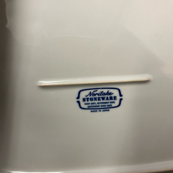 Vintage NORITAKE JAPAN PRIMASTONE WINSOME OVAL PLATTER BLUE CATTAILS LARGE - Picture 4 of 4